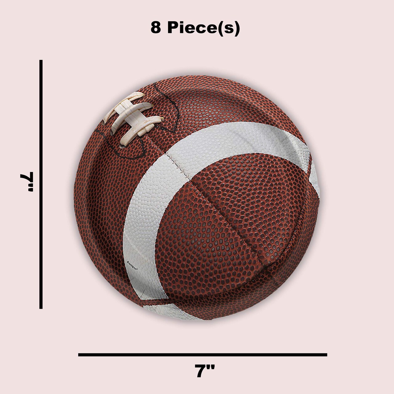 8 Count Football Round Paper Dessert Plates 7" Game Day Party Supplies
